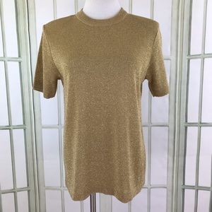 Draper’s & Damons Blouse Size M Gold Metallic Knit
